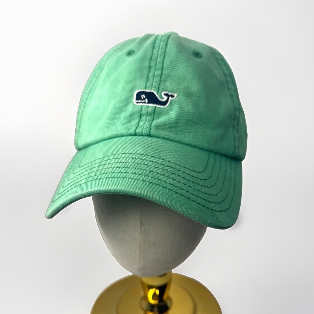 Vineyard Vines Green Adjustable Baseball Cap Solid Embroidered Whale Logo OS